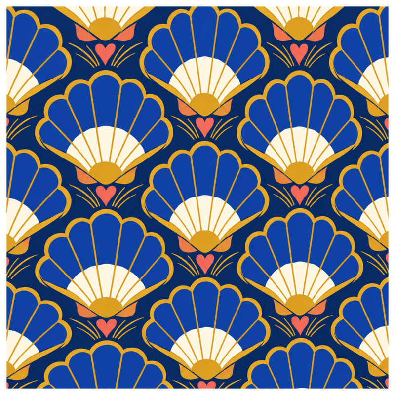 Art Deco Shells Blankets, 50in W x 60in H
