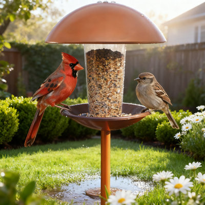 Metal Bird Feeder With Pole Stand For Outdoor Use - Durable Wild Bird Feeder Attracts Small Birds To Garden, Lawn, And Patio