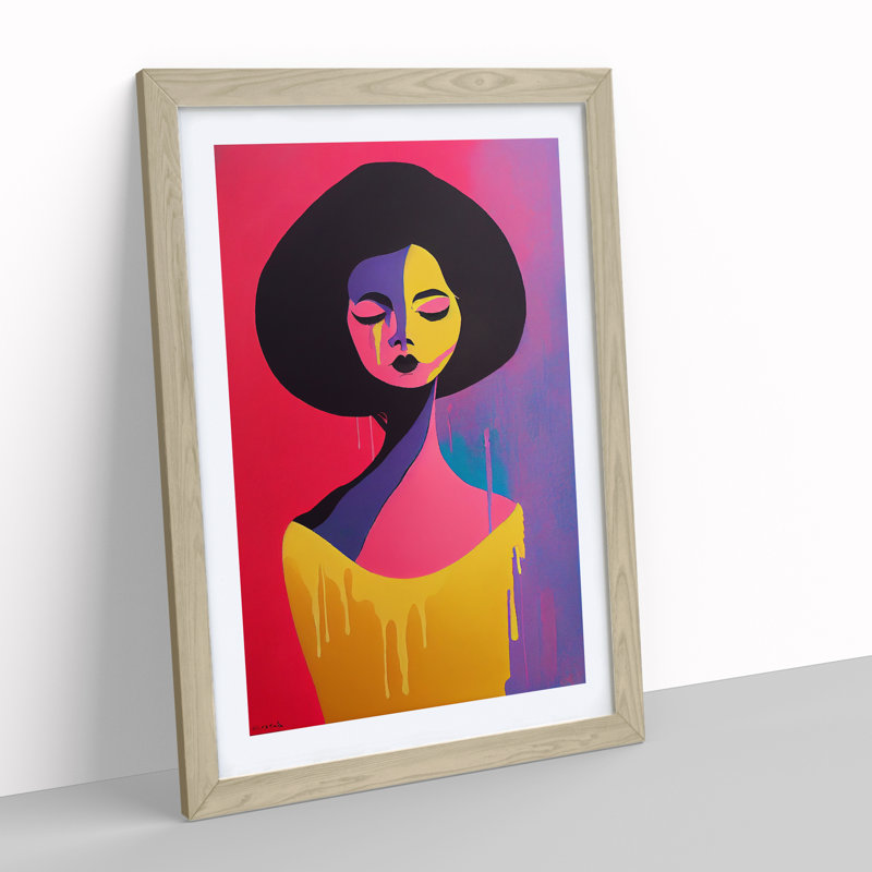 Splashed Abstract Woman No.1 - Single Picture Frame Painting, 64cm H x 46cm W x 2cm D, Oak Framed
