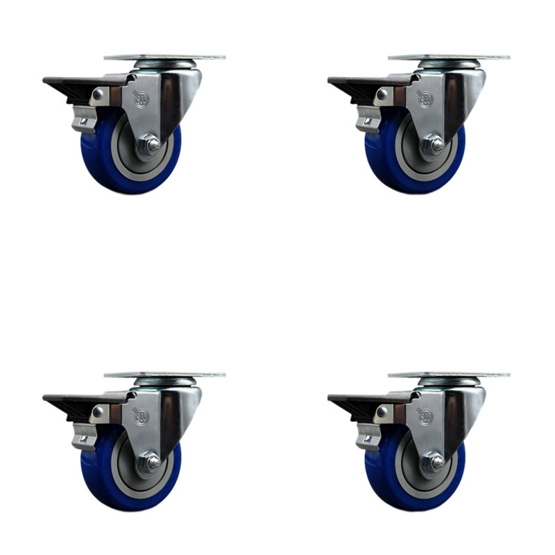 Roulettes en polyuréthane, Bleu