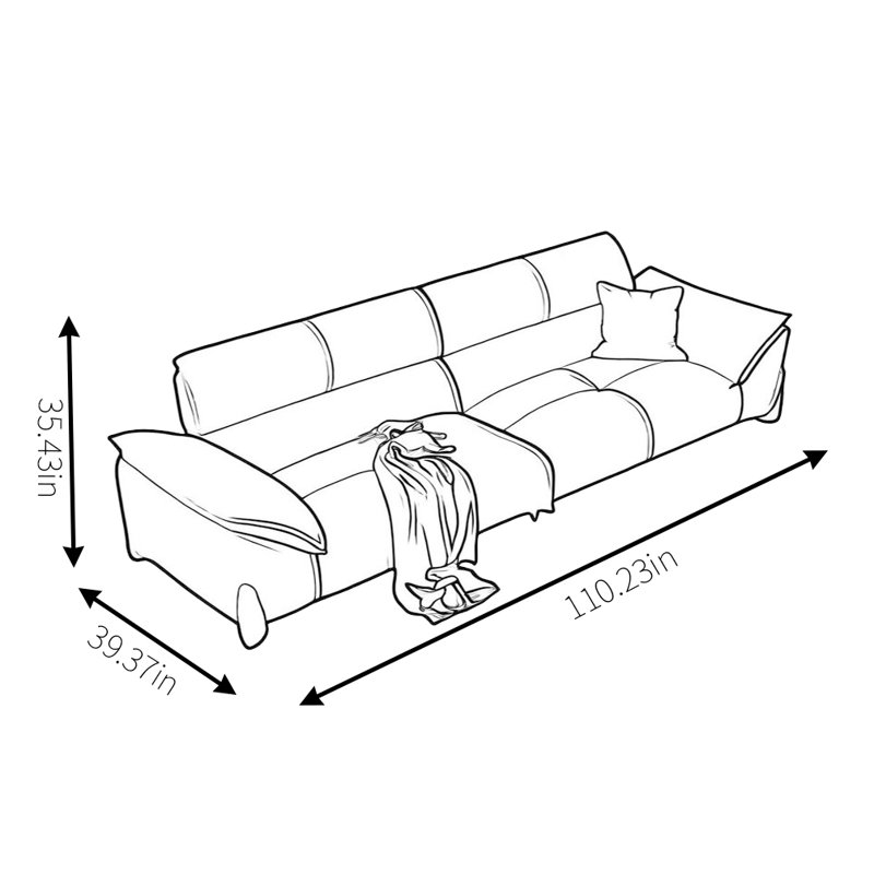 Italian Minimal Fabric Sofa, 3, 35.43" H x 110.23" W x 39.37" D