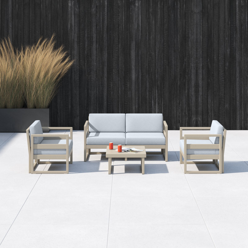 Lane 4-Person Patio Conversation Set with Acrylic Cushions, Taupe, Canvas Granite Sunbrella® Canvas