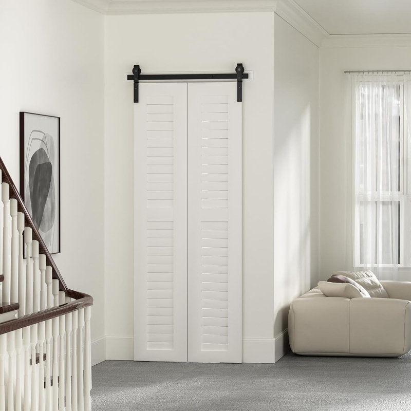 Bi-Folding Barn Door Hardware Kit For 2 Sliding Closet Door(Doors Not Included), 72 in.