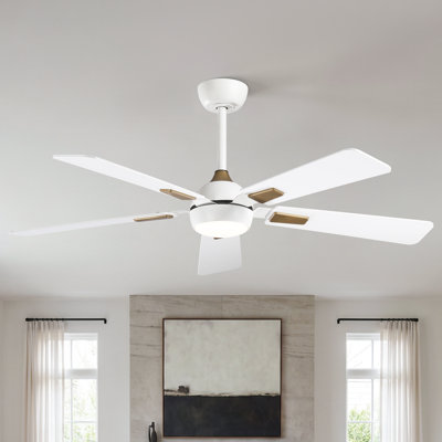 Vaczon 52" Smart Dimmable LED Ceiling Fan with 3CCT Lights, Remote/APP Control, Double-Sided Wood Blades, 6-Speed Reversible DC Motor, Adjustable Height
