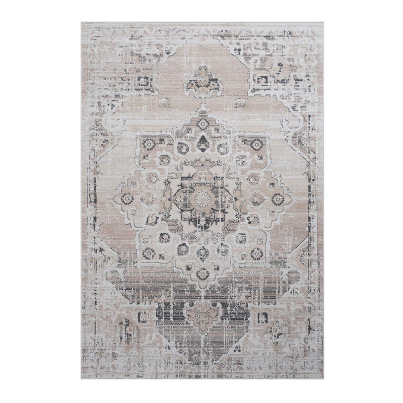 2X3 Cream/Beige /Medallion Non-Shedding Living Room Bedroom Dining Home Office Stylish And Stain Resistant Area Rug
