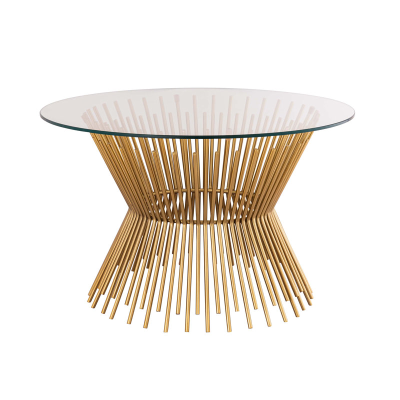Grace Round Gold Iron and Glass Coffee Table