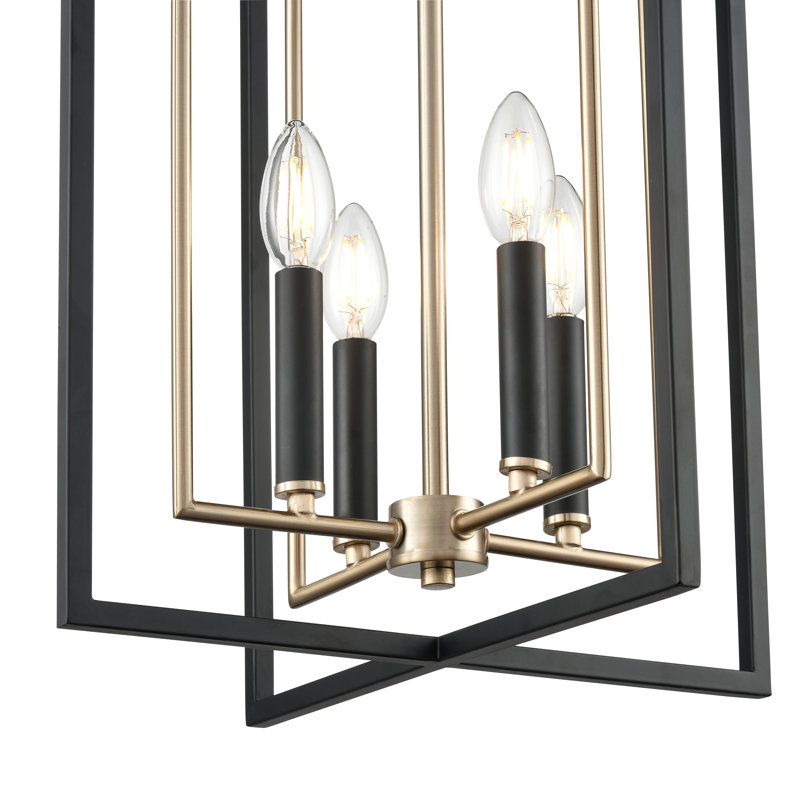 Noelle Wide 4-Light Pendant - Matte Black, 4, 19.25" H x 15" W x 15" D