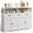 Solid Wood Farmhouse Buffet Cabinet – Charging Port, 3 Drawers, 4 Doors & Adjustable Storage-2001247241