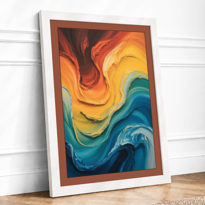 Flowing Fire And Water Abstract - Print, A4 - 29.7 x 21.0 cm, White
