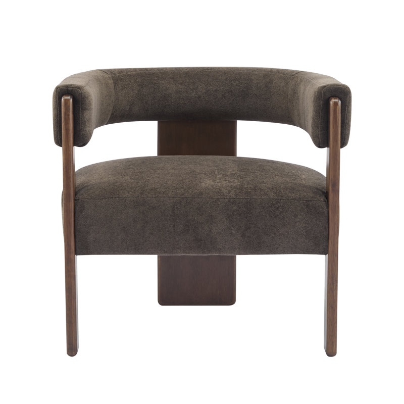 Melanney Modern Upholstered Fabric Accent Armchair, Dark Brown Velvet