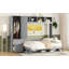 Grand lit escamotable mural avec placard et tiroirs, gris-2139951017