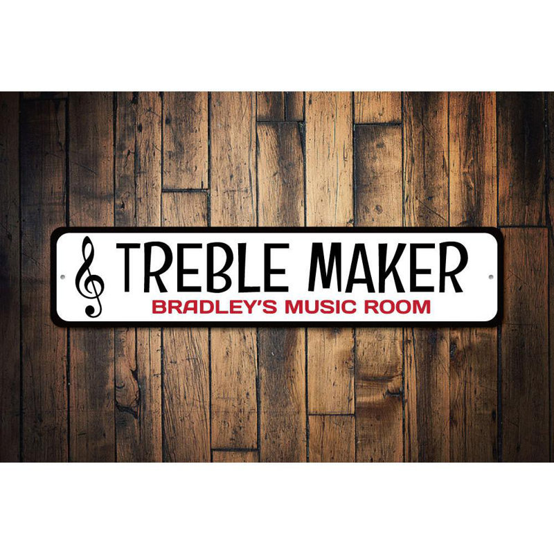 Plaque en aluminium Treble Machine, H 4 po x l 18 po x P 0,04 po