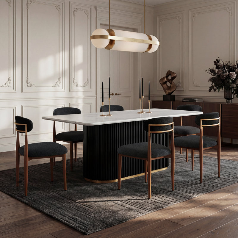 Ensemble de table de salle à manger Modern, 7 pièces : table, 6 chaises, Noir