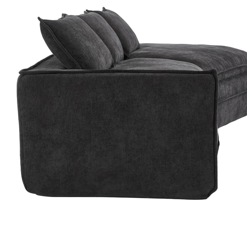 Black Polyester Fabric Sectional Sofa With Unique Design, Black Polyester