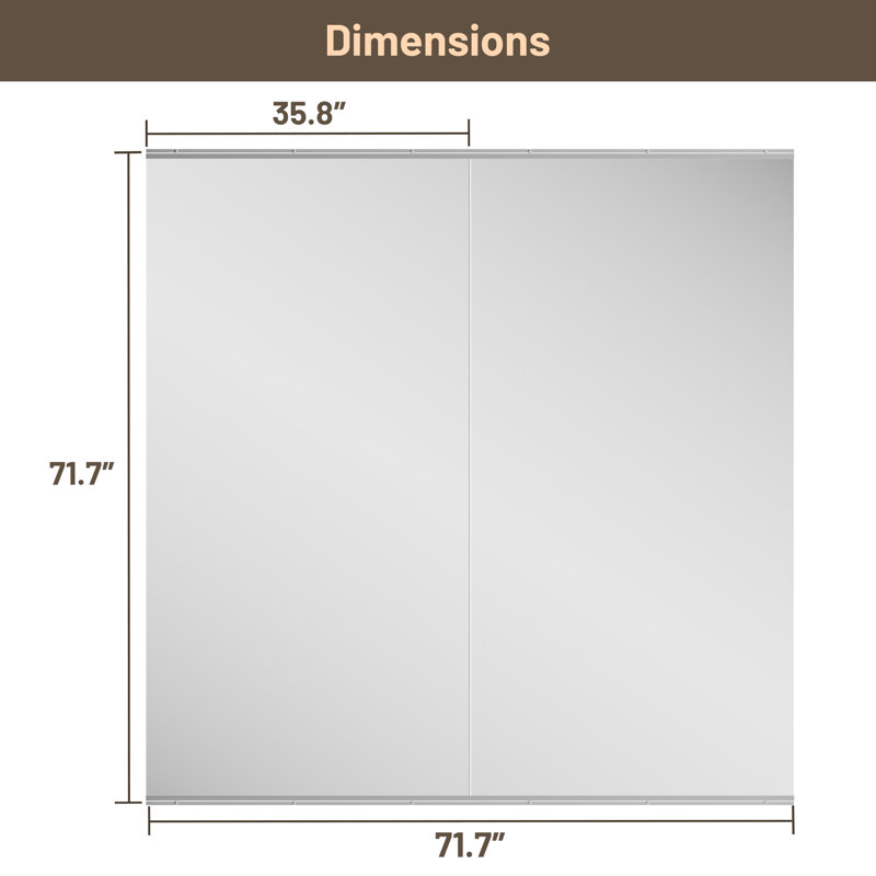 Rectangle Full Length Wall Mirror Set Home Gym Mirror Tempered Glass Mirror, 72" x 36", 2