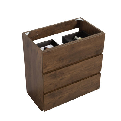 24F-105 Cabinet: Walnut, 3 Drawers, Pre-Assembled, Modern Classy Design Look, Max Storage, Silent Smooth , Handle-, No Basin Available Floor Walnut Colour, Elegance, Smooth,