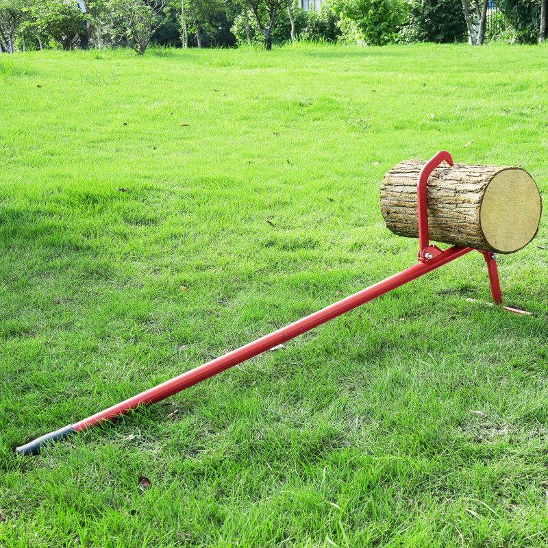 Jack Log Lifter Metal Logging Tool for Handling and Cutting, 3.00" H x 11.00" W x 50.25" D, Red