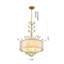 Lustre 6 branches en argent vieilli avec abat-jour en tissu et cristaux