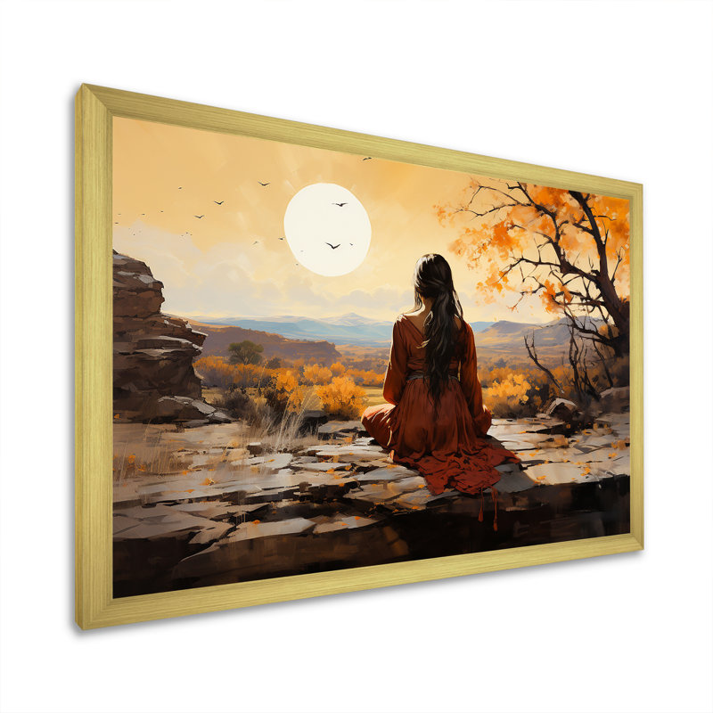 Native Mesa Meditations sur toile, H 12 po x l 20 po x P 1 po, Cadre doré simple