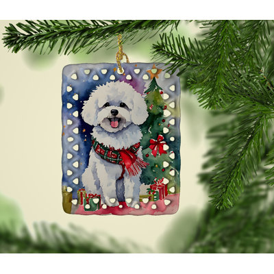 Ornement de Noël en porcelaine Bichon Frise