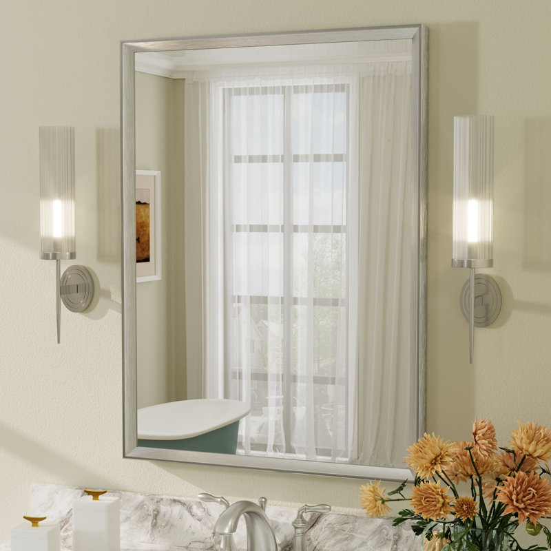 Miroir mural Amara, 30 po x 22 po, Argent brossé