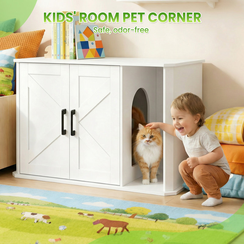 Metal Litter Box Enclosure, White