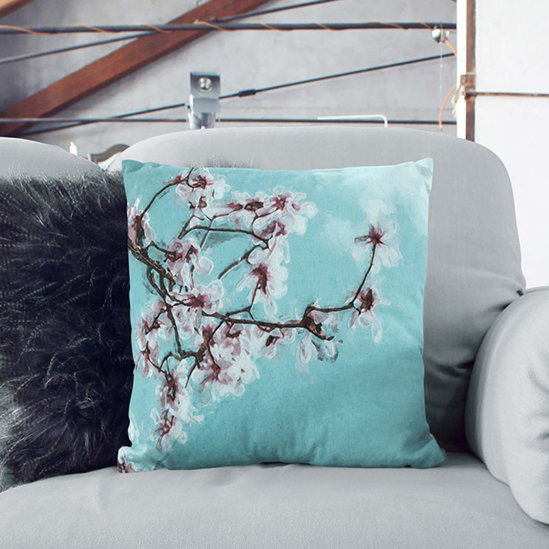 Floral Square Throw Cushion, 40cm H x 40cm W x 15cm D