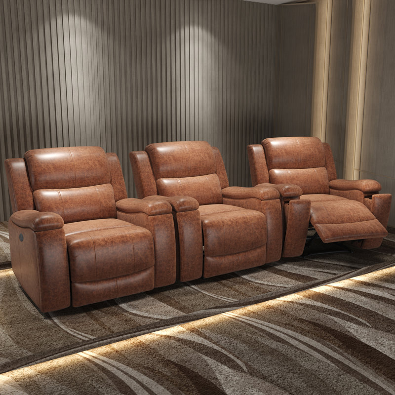 Nebraska 37" Wide Leather Power Hometheater Chair With Hidden Cup Holder
