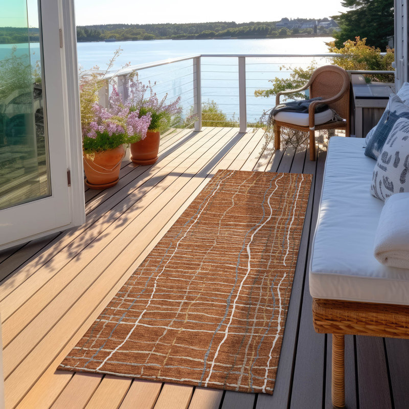 Tapis intérieur / extérieur lavable à la machine Chayden ACN998, Tapis de couloir 2 pi 3 po x 7 pi 6 po