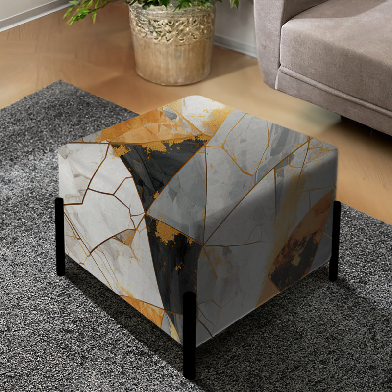 Gold Industrial Chic Marble Escape - Marble Square Ottoman