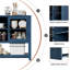 Buffet 53 po avec 2 portes en verre, rangement pour table basse de style campagnard avec tablettes ouvertes, pour le salon, la cuisine, la salle à manger, le vestibule, bleu-1200905825