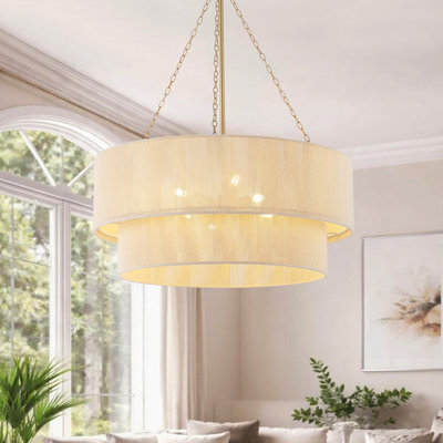 23.6" 6-Light Modern Rope Drum Chandelier