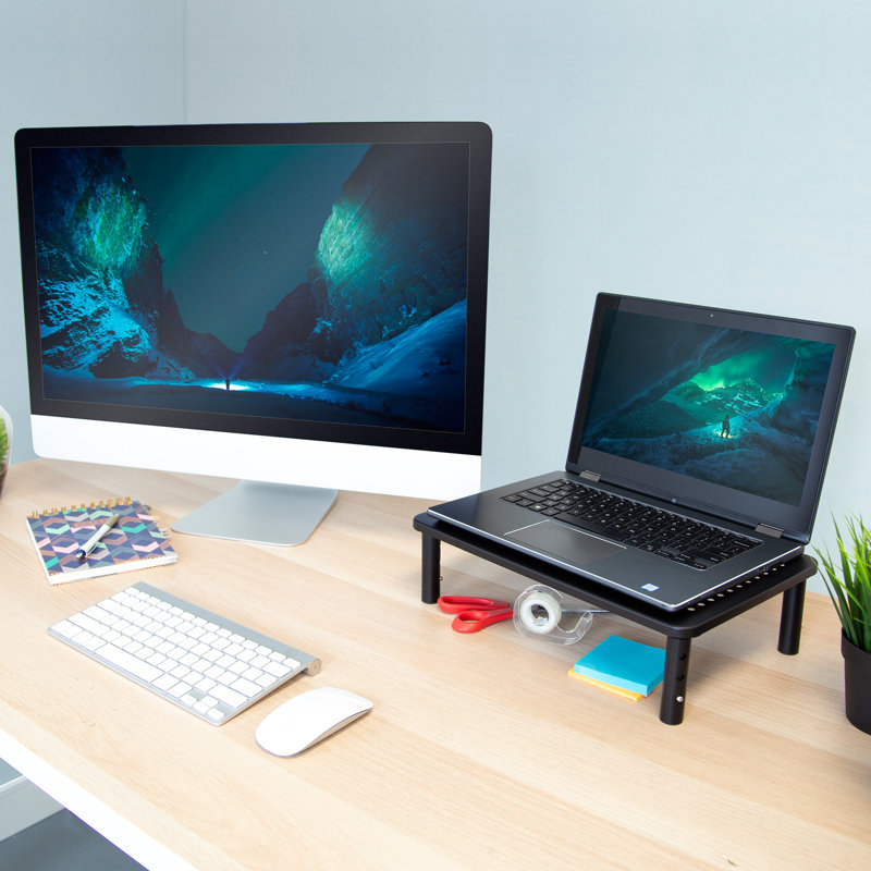 Mount-It! Height Adjustable Metal Monitor Riser 2-Pack Fits Up to 32" Screens, 44 Lbs. Capacity