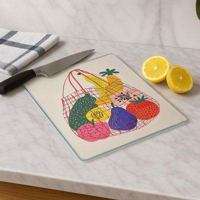 Durable Tempered Glass Cutting Board, 7.9 x 11.8 inches | 100% Antibacterial, Non-Slip Silicone Feet | Easy Clean Surface, Perfect for Food Prep & Kitchen Use, Not Dishwasher, Microwave, or Oven Safe