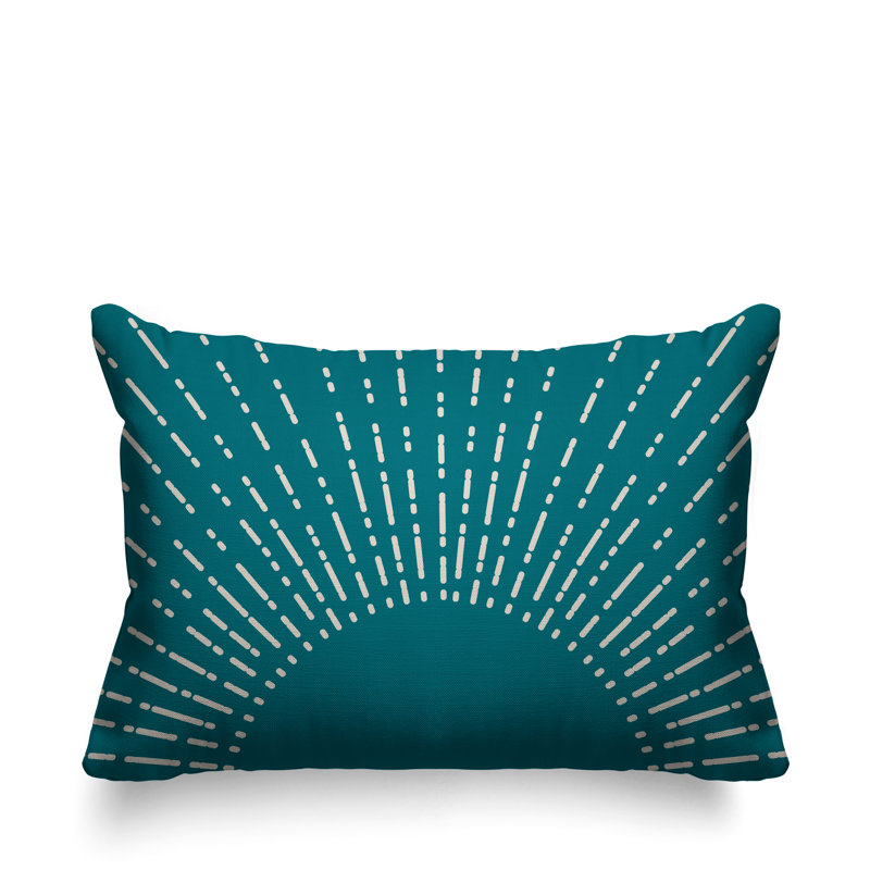 Coussin intérieur / extérieur Sunny Boho Starburst, Turquoise