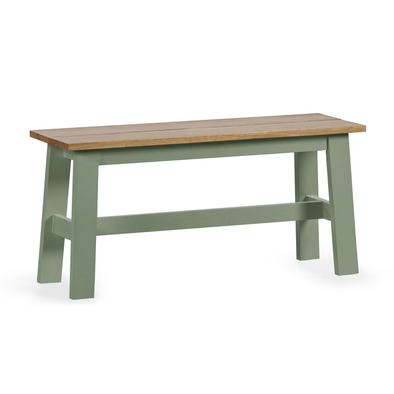 Hayasdan Solid Wood Bench, Brown/Sage Green