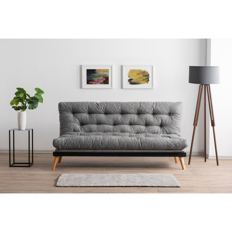 Allyssia 185cm Upholstered Convertible Sofa, Light Grey