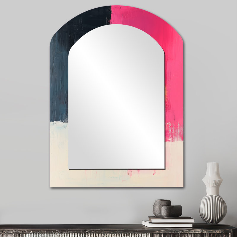 Miroir mural en métal Blakc And Pink, 34 po x 25 po