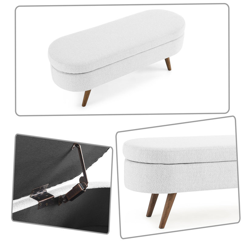 Banc de rangement rembourré Modern, Blanc