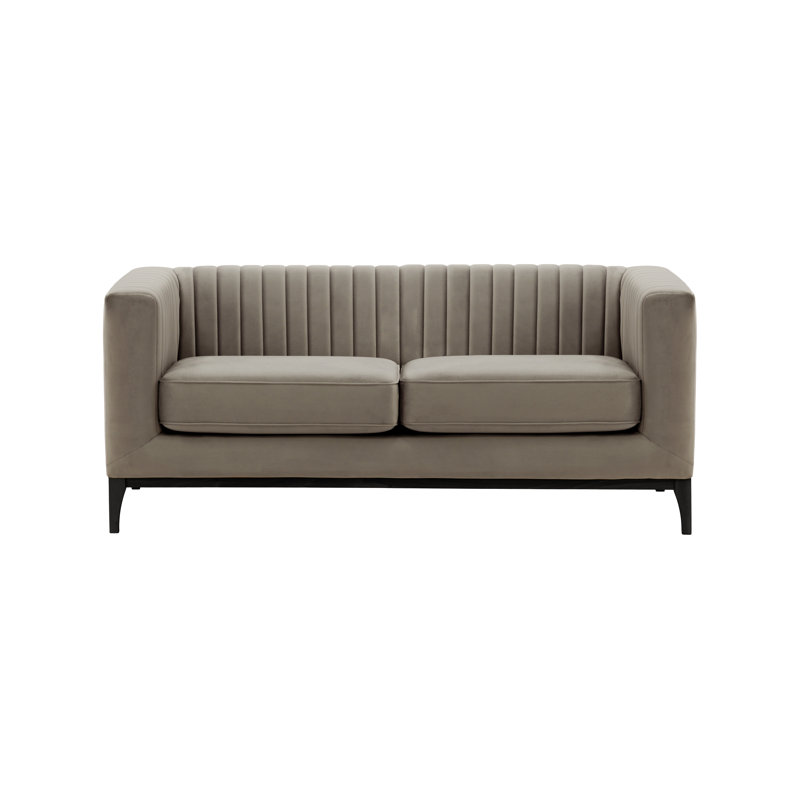 Buie Velvet Sofa, Black, Taupe