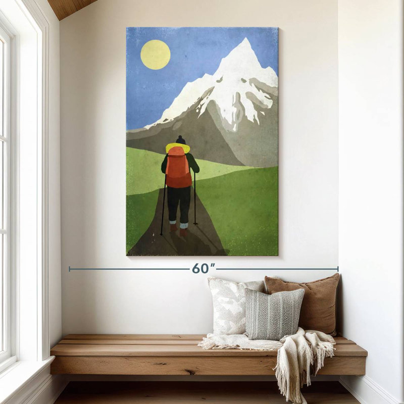 Senne Hiking To Snowcapped Mountain, 51" H x 34" W
