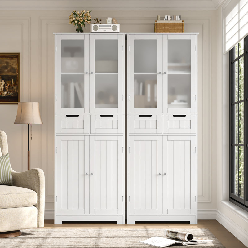 Armoire à linge avec 2 tiroirs l 23,6 po x H 67 po x P 11,4 po Hunsberger, Blanc