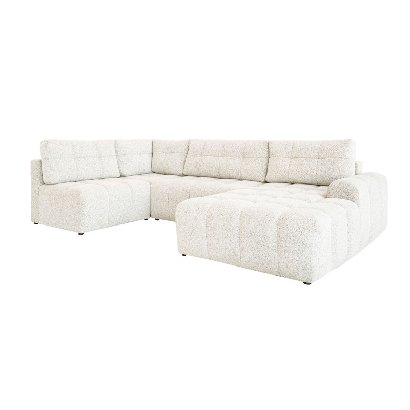8 Seater Sofa Bed, Beige, Right -sided