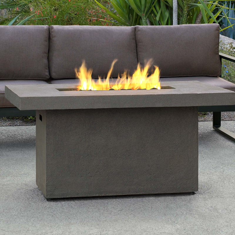 Ventura Rectangle Chat Height Gas Fire Table by Real Flame, Gray