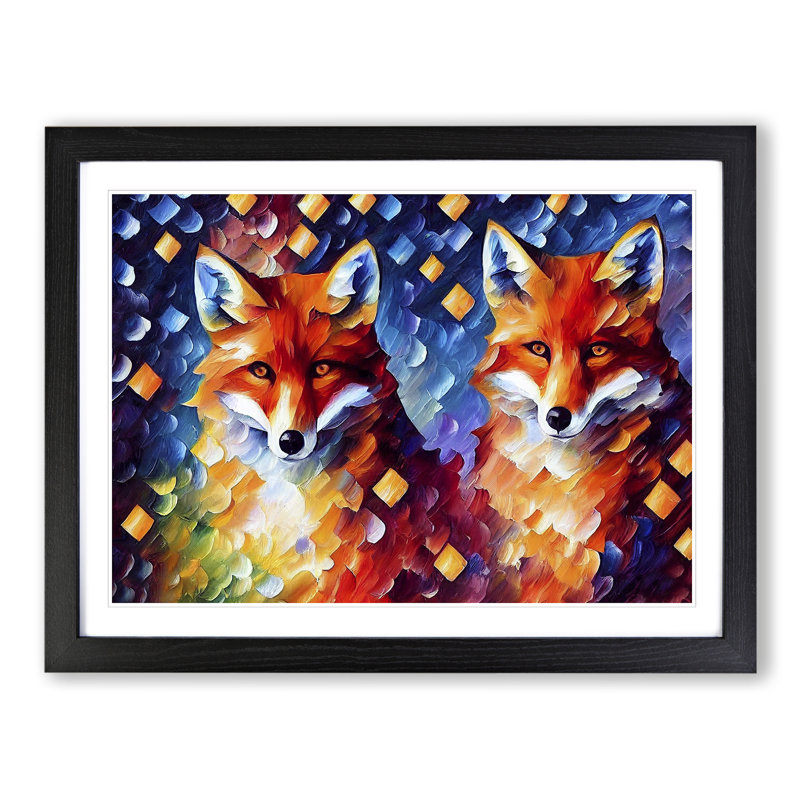 Fox - Single Picture Frame Print, Black, 46cm H x 64cm W x 2cm D