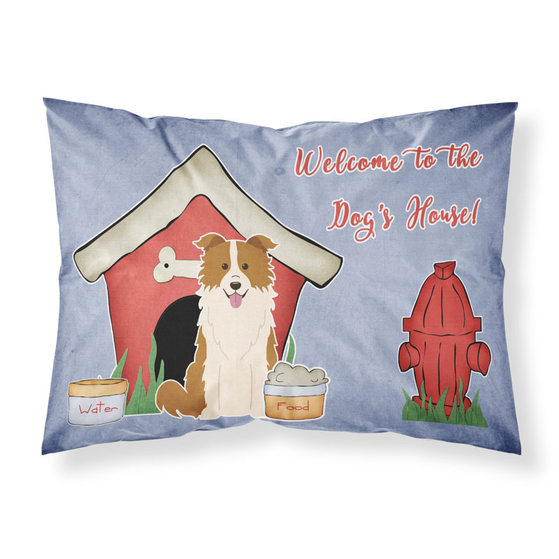 Taie d’oreiller chien house, Border collie rouge et blanc