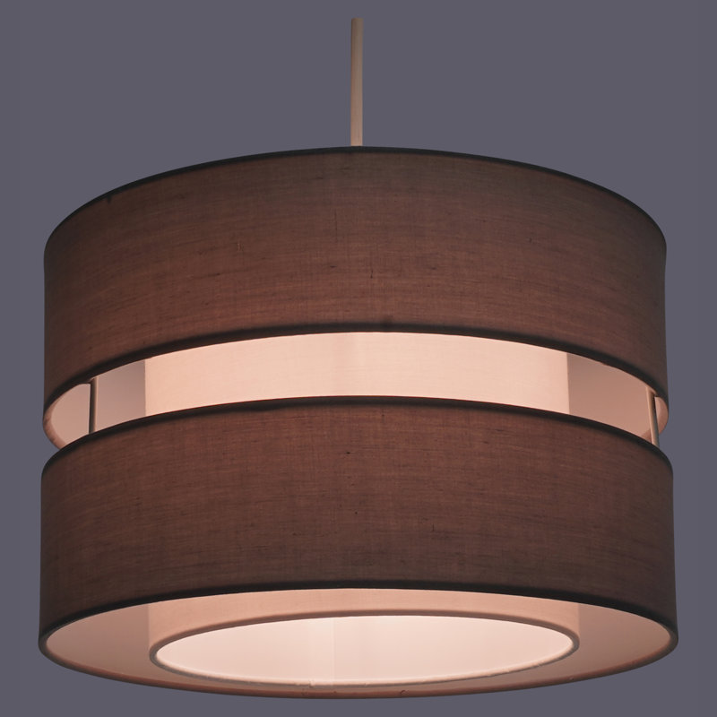 20cm H Cotton Drum Pendant Shade ( Uno ), Grey
