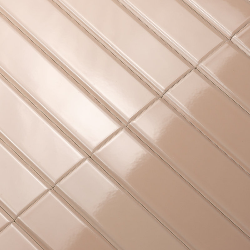Tinte 2" x 10" Beveled Glossy Subway Italian Wall Tile, Lucido Pink