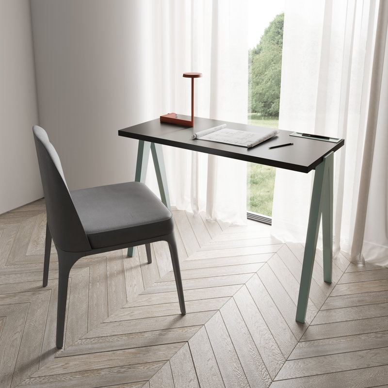 Gundrath Solid Wood Base Writing Desk, Green, Jet Black