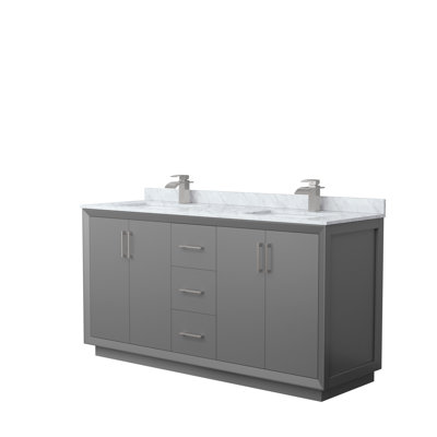 Ensemble de meuble-lavabo double 66 po Strada_ Marbre de Carrare blanc